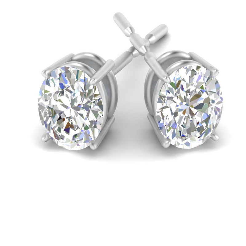 Classic Four Prong Oval Diamond Solitaire Stud Earrings (1.00 Ct - 10.00 Ct)