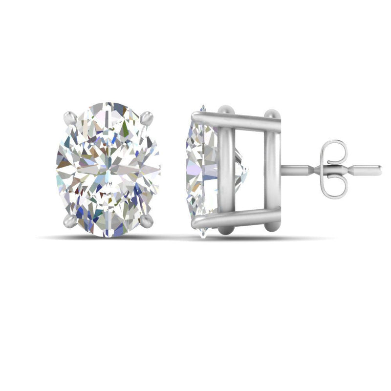 Classic Four Prong Oval Diamond Solitaire Stud Earrings (1.00 Ct - 10.00 Ct)