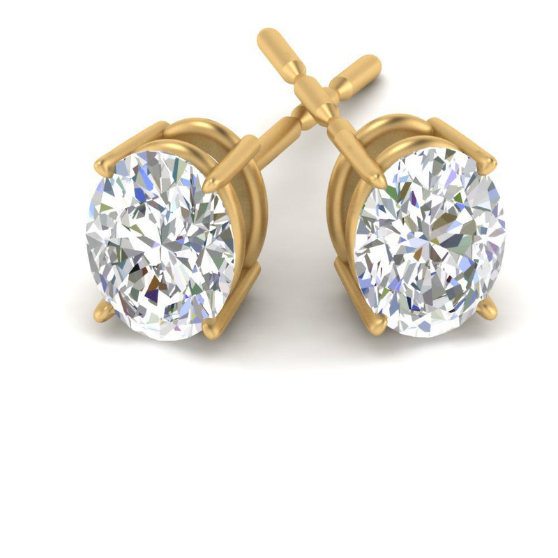 Classic Four Prong Oval Diamond Solitaire Stud Earrings (1.00 Ct - 10.00 Ct)