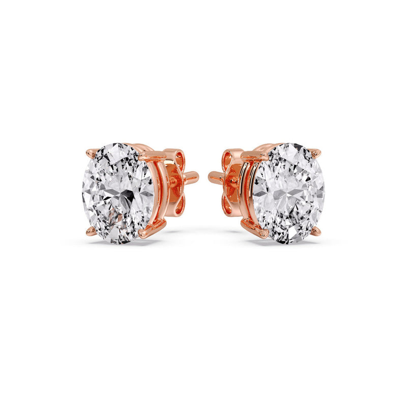 Classic Four Prong Oval Diamond Solitaire Stud Earrings (1.00 Ct - 10.00 Ct)