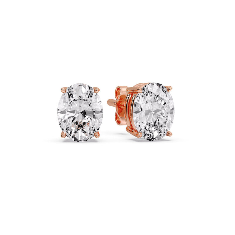 Classic Four Prong Oval Diamond Solitaire Stud Earrings (1.00 Ct - 10.00 Ct)