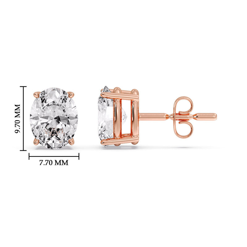 Classic Four Prong Oval Diamond Solitaire Stud Earrings (1.00 Ct - 10.00 Ct)