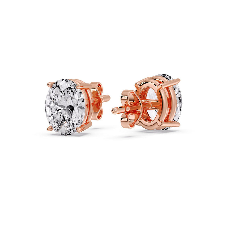 Classic Four Prong Oval Diamond Solitaire Stud Earrings (1.00 Ct - 10.00 Ct)