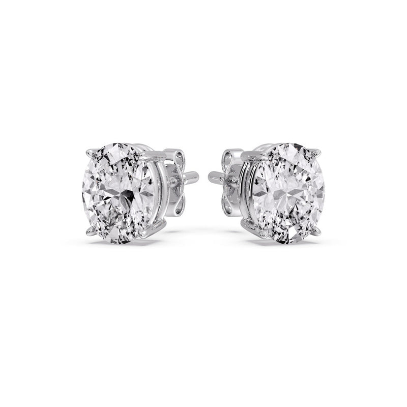 Classic Four Prong Oval Diamond Solitaire Stud Earrings (1.00 Ct - 10.00 Ct)