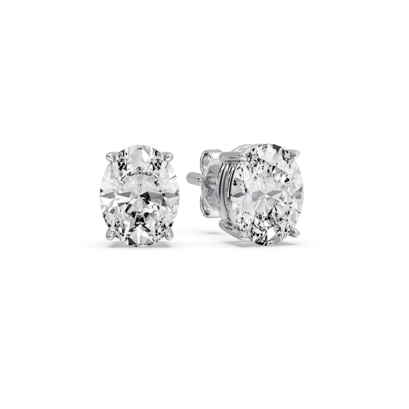 Classic Four Prong Oval Diamond Solitaire Stud Earrings (1.00 Ct - 10.00 Ct)