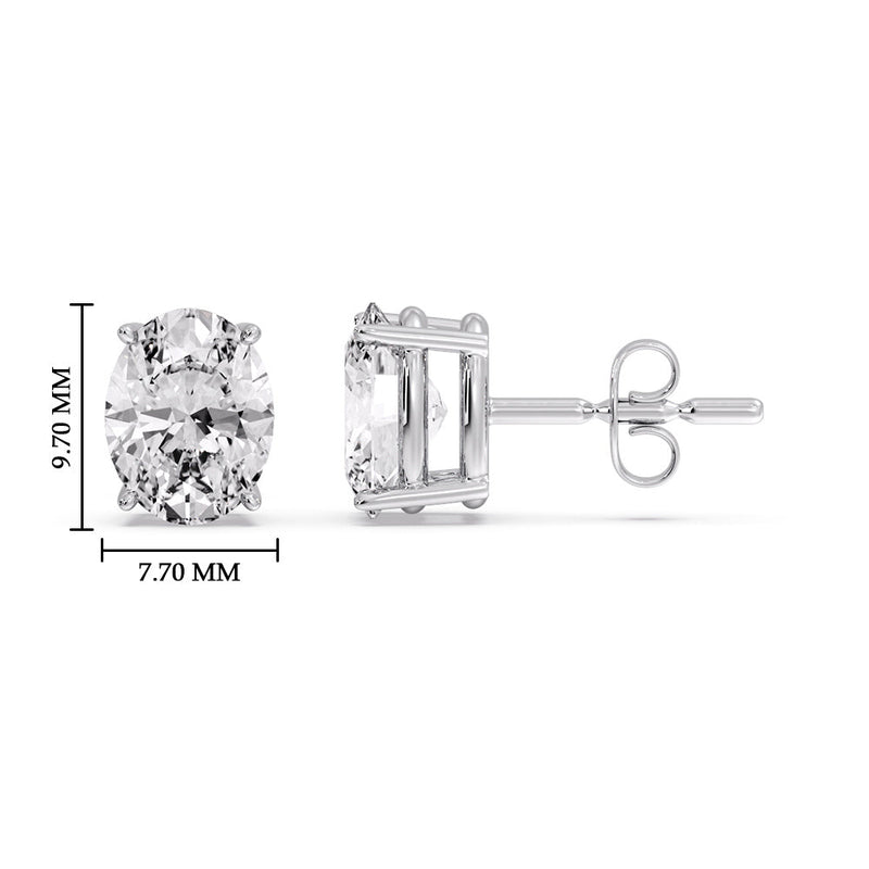 Classic Four Prong Oval Diamond Solitaire Stud Earrings (1.00 Ct - 10.00 Ct)