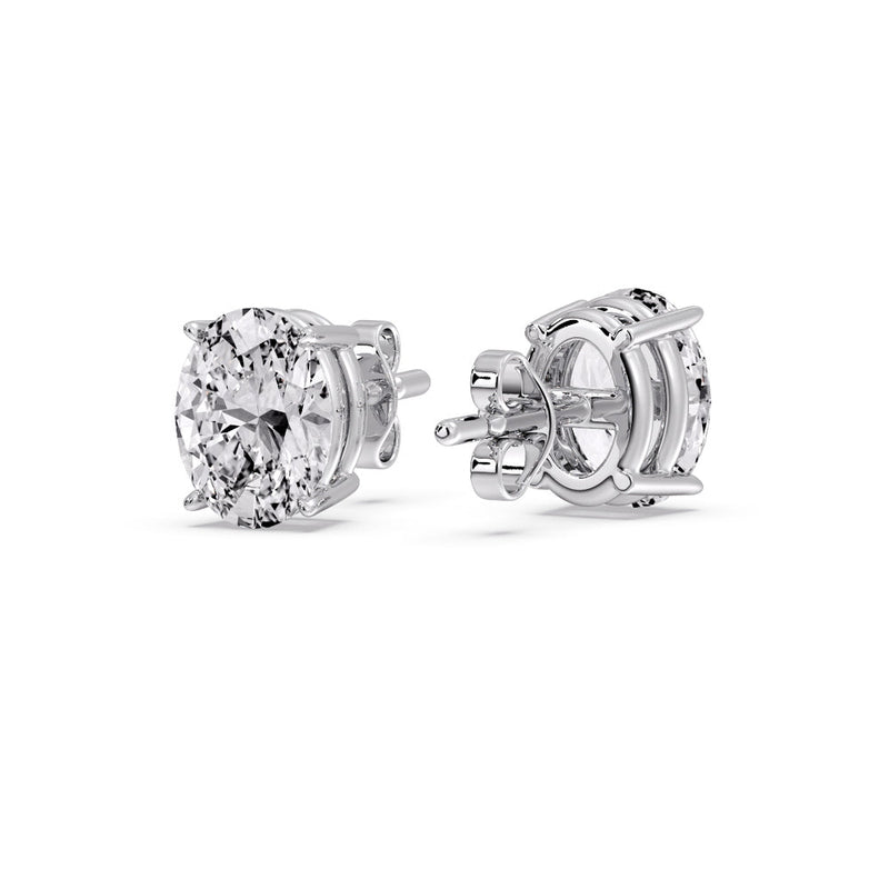 Classic Four Prong Oval Diamond Solitaire Stud Earrings (1.00 Ct - 10.00 Ct)