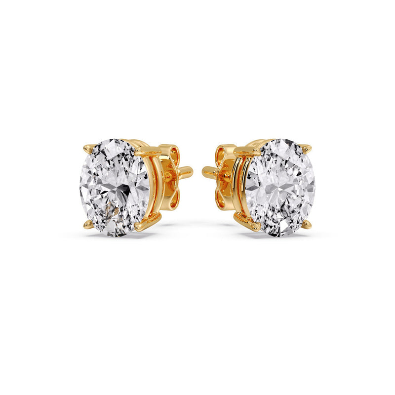 Classic Four Prong Oval Diamond Solitaire Stud Earrings (1.00 Ct - 10.00 Ct)