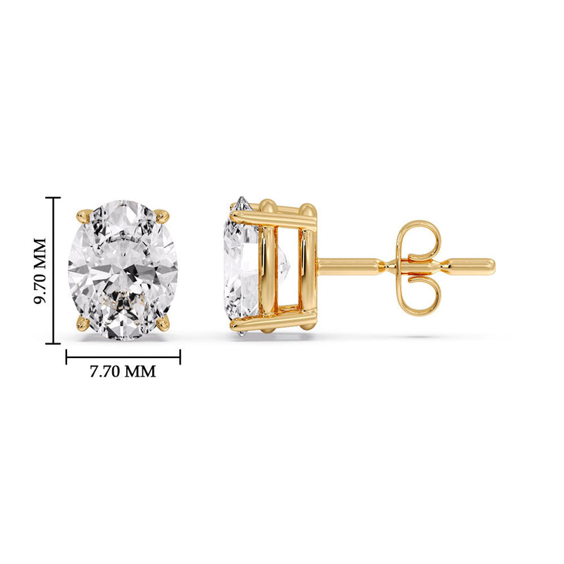 Classic Four Prong Oval Diamond Solitaire Stud Earrings (1.00 Ct - 10.00 Ct)