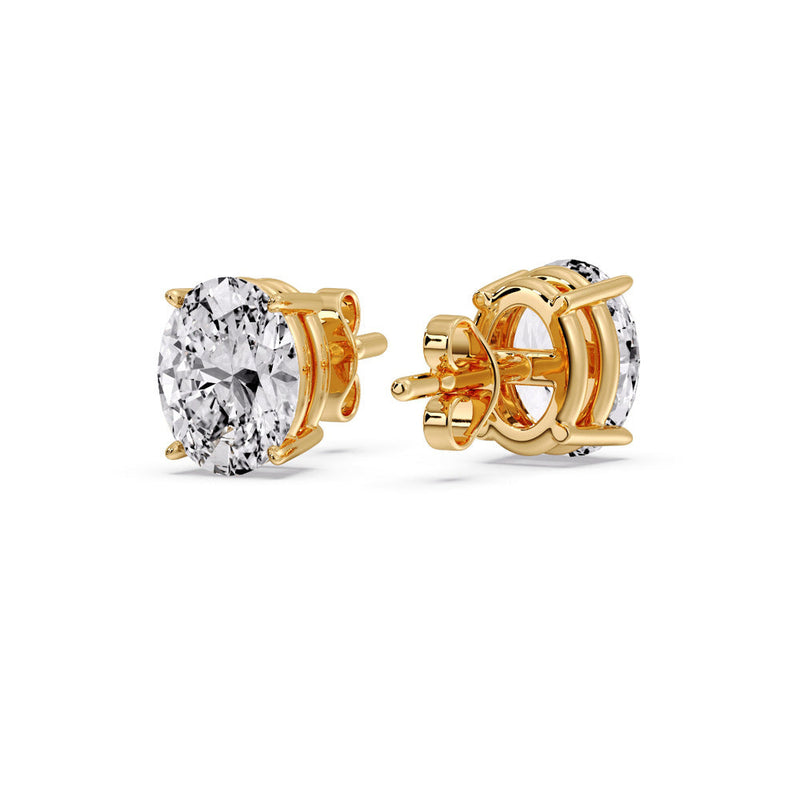 Classic Four Prong Oval Diamond Solitaire Stud Earrings (1.00 Ct - 10.00 Ct)
