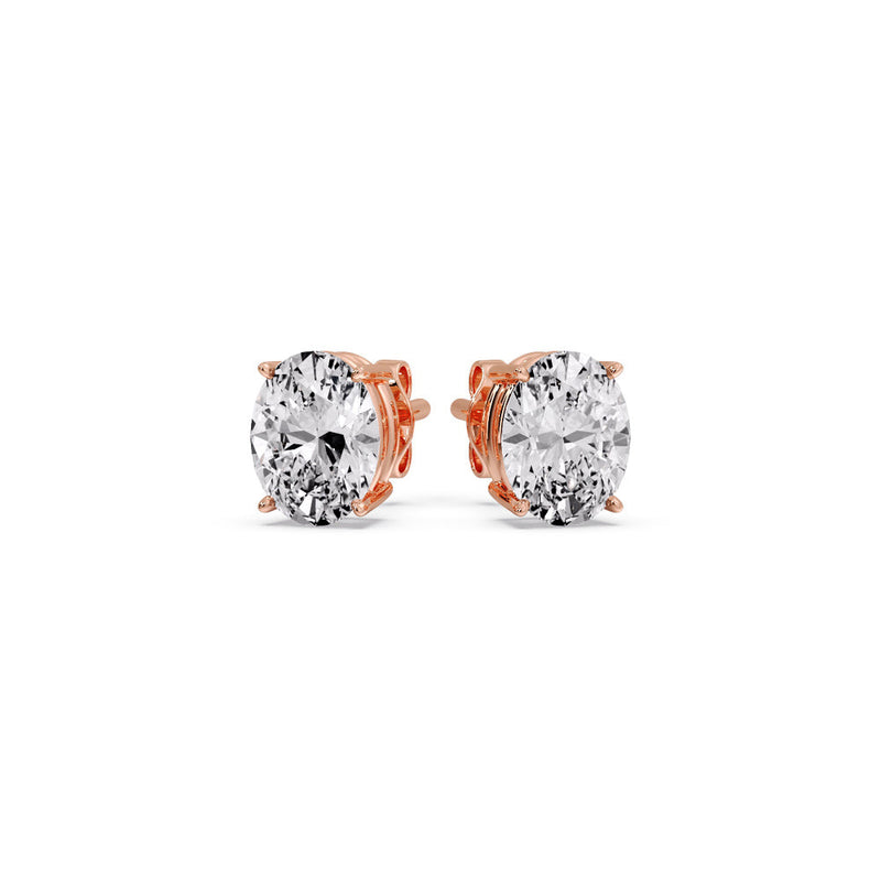 Classic Four Prong Oval Diamond Solitaire Stud Earrings (1.00 Ct - 10.00 Ct)