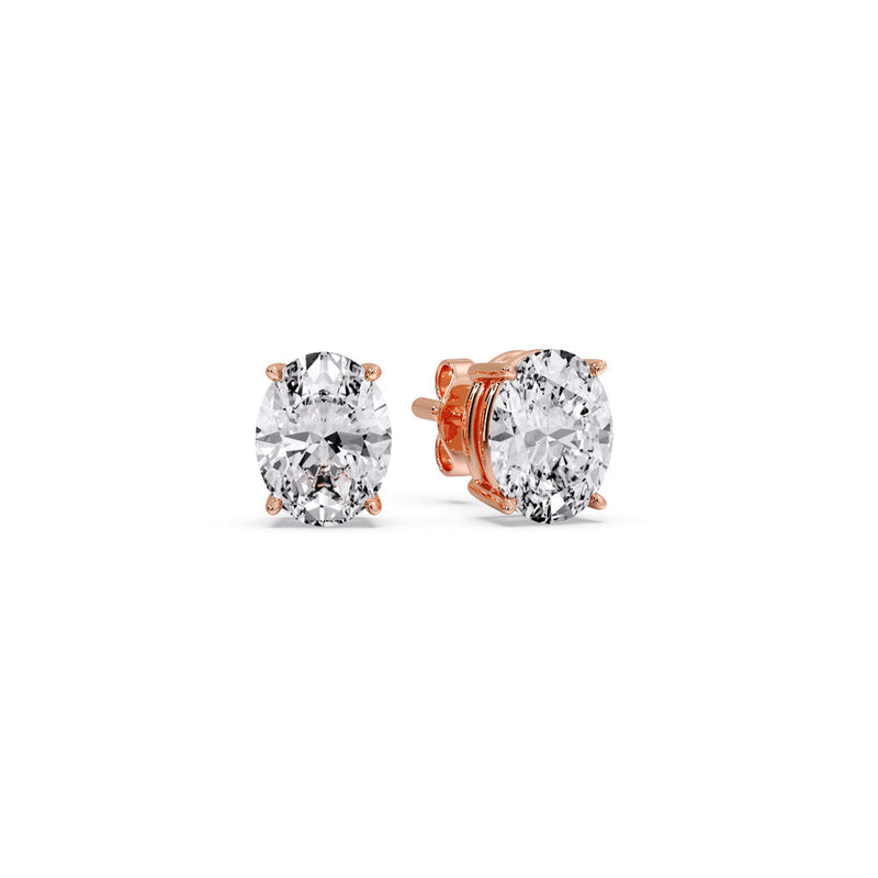 Classic Four Prong Oval Diamond Solitaire Stud Earrings (1.00 Ct - 10.00 Ct)