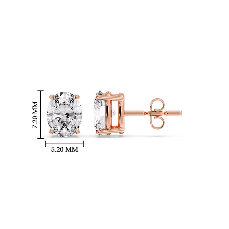Classic Four Prong Oval Diamond Solitaire Stud Earrings (1.00 Ct - 10.00 Ct)