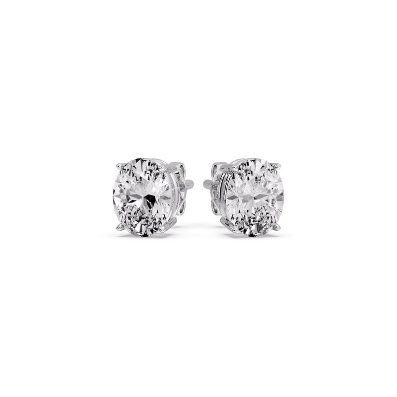 Classic Four Prong Oval Diamond Solitaire Stud Earrings (1.00 Ct - 10.00 Ct)
