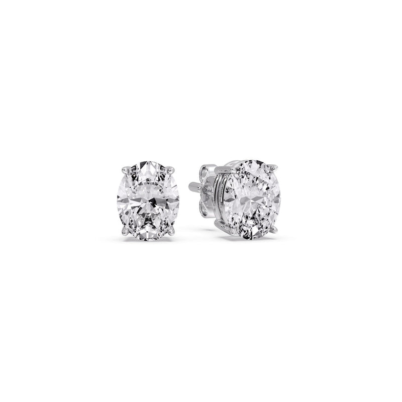 Classic Four Prong Oval Diamond Solitaire Stud Earrings (1.00 Ct - 10.00 Ct)