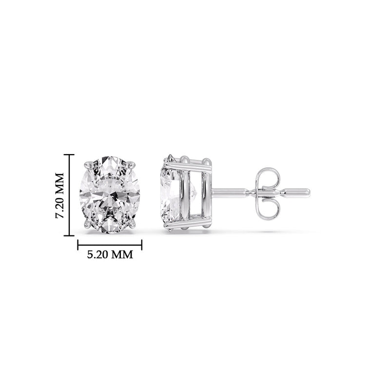 Classic Four Prong Oval Diamond Solitaire Stud Earrings (1.00 Ct - 10.00 Ct)