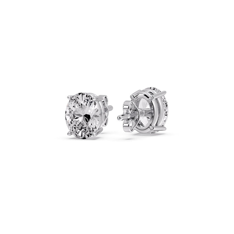 Classic Four Prong Oval Diamond Solitaire Stud Earrings (1.00 Ct - 10.00 Ct)