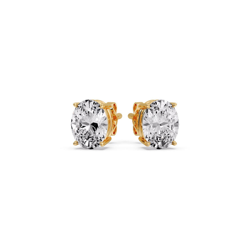 Classic Four Prong Oval Diamond Solitaire Stud Earrings (1.00 Ct - 10.00 Ct)