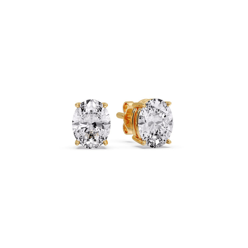 Classic Four Prong Oval Diamond Solitaire Stud Earrings (1.00 Ct - 10.00 Ct)