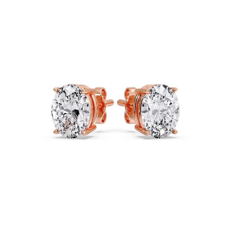 Classic Four Prong Oval Diamond Solitaire Stud Earrings (1.00 Ct - 10.00 Ct)