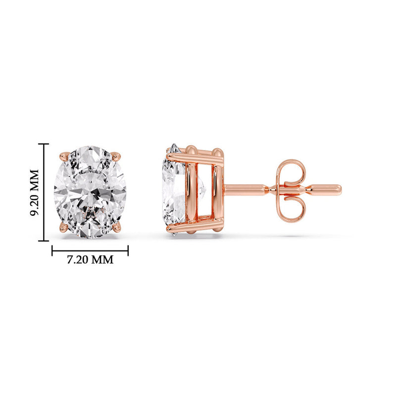 Classic Four Prong Oval Diamond Solitaire Stud Earrings (1.00 Ct - 10.00 Ct)