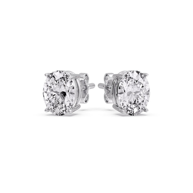 Classic Four Prong Oval Diamond Solitaire Stud Earrings (1.00 Ct - 10.00 Ct)