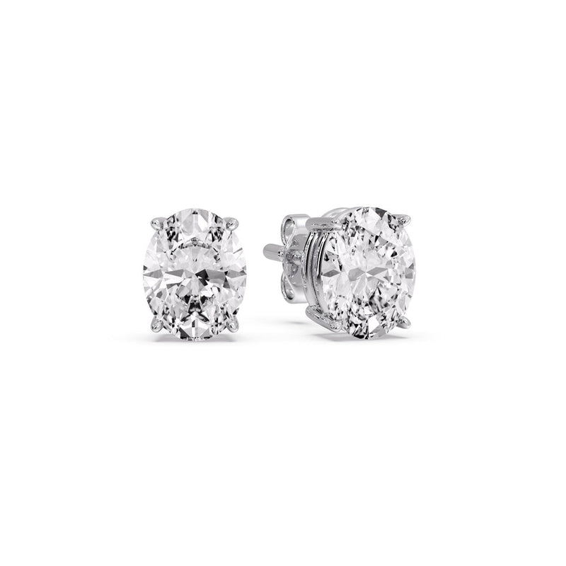 Classic Four Prong Oval Diamond Solitaire Stud Earrings (1.00 Ct - 10.00 Ct)