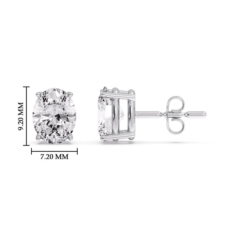 Classic Four Prong Oval Diamond Solitaire Stud Earrings (1.00 Ct - 10.00 Ct)