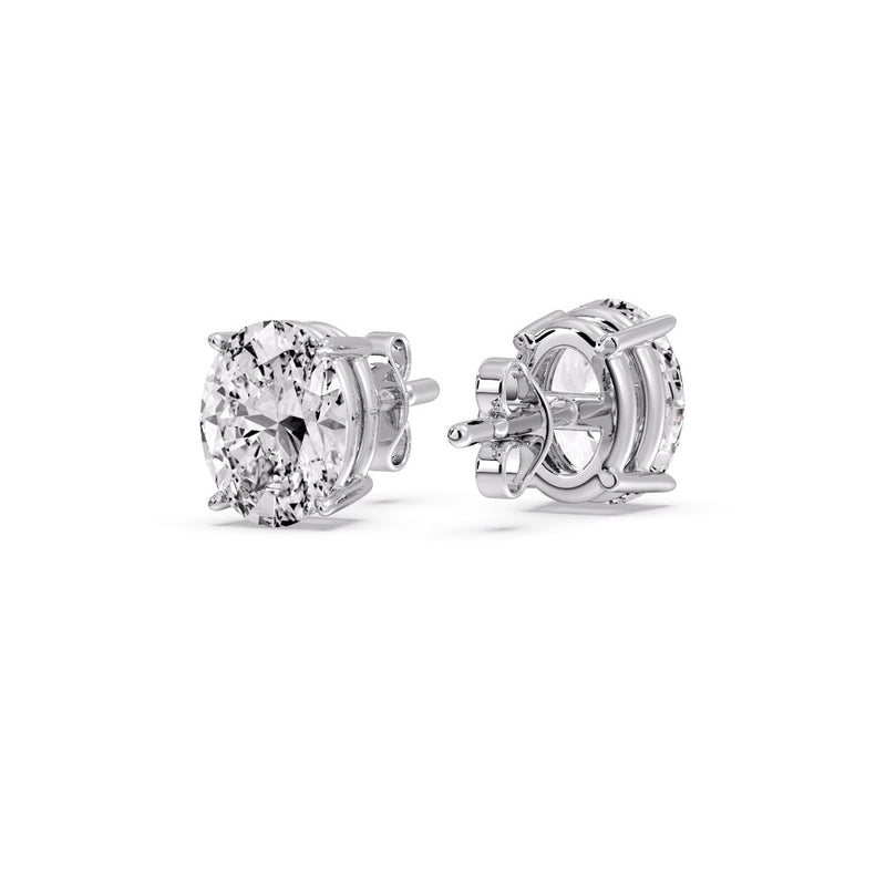 Classic Four Prong Oval Diamond Solitaire Stud Earrings (1.00 Ct - 10.00 Ct)