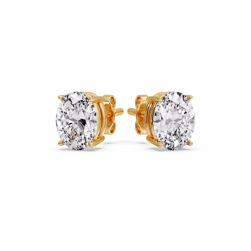 Classic Four Prong Oval Diamond Solitaire Stud Earrings (1.00 Ct - 10.00 Ct)