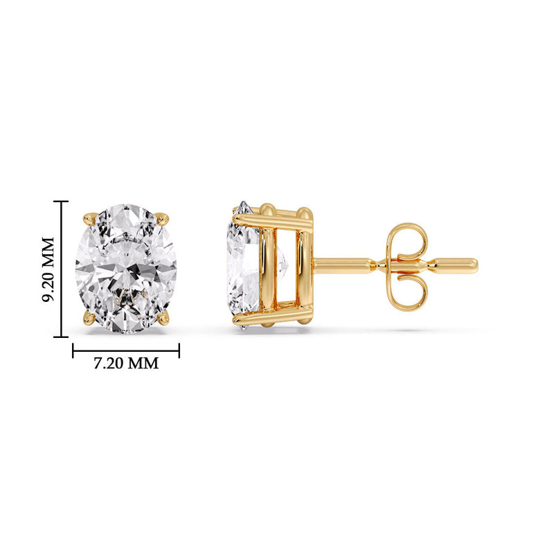Classic Four Prong Oval Diamond Solitaire Stud Earrings (1.00 Ct - 10.00 Ct)