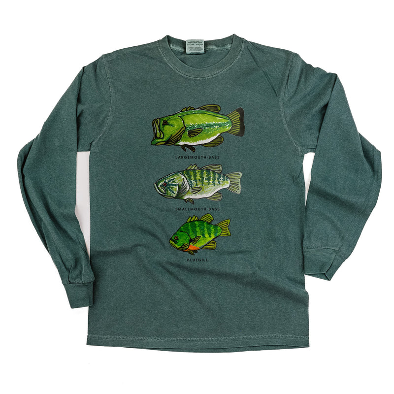 Bass And Bluegill Chart (Hand Drawn) -  Long Sleeve Comfort Colors Tee