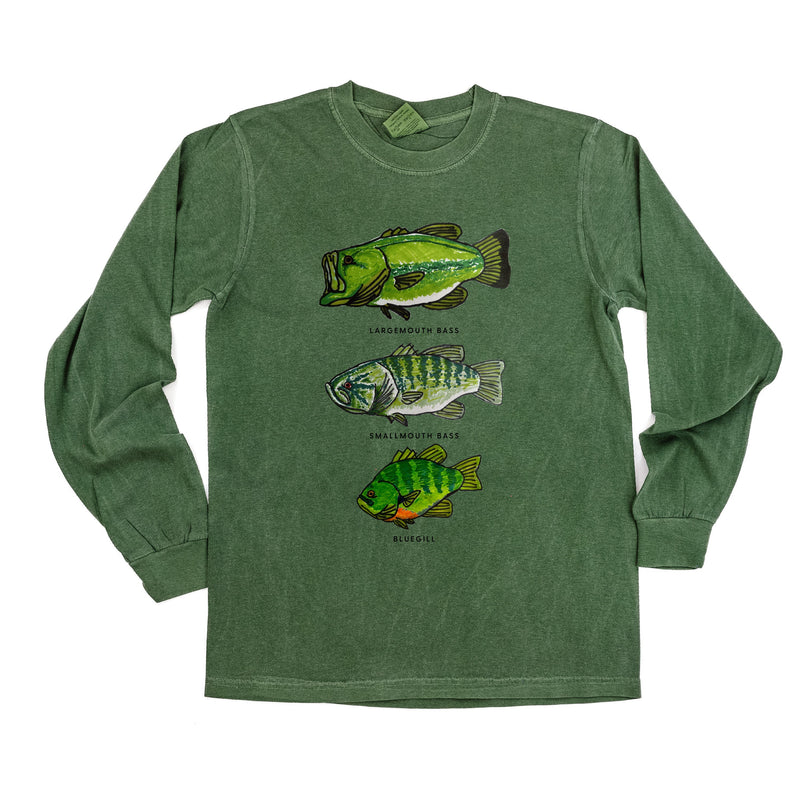 Bass And Bluegill Chart (Hand Drawn) -  Long Sleeve Comfort Colors Tee