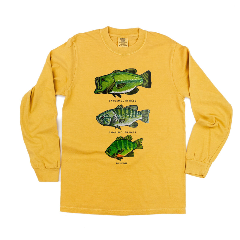 Bass And Bluegill Chart (Hand Drawn) -  Long Sleeve Comfort Colors Tee