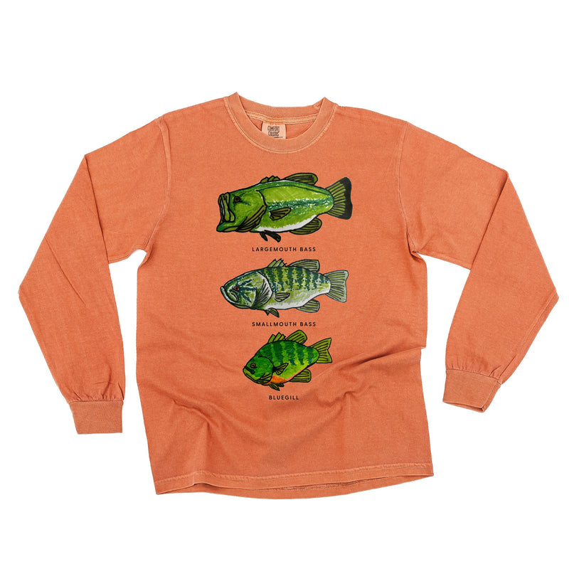 Bass And Bluegill Chart (Hand Drawn) -  Long Sleeve Comfort Colors Tee