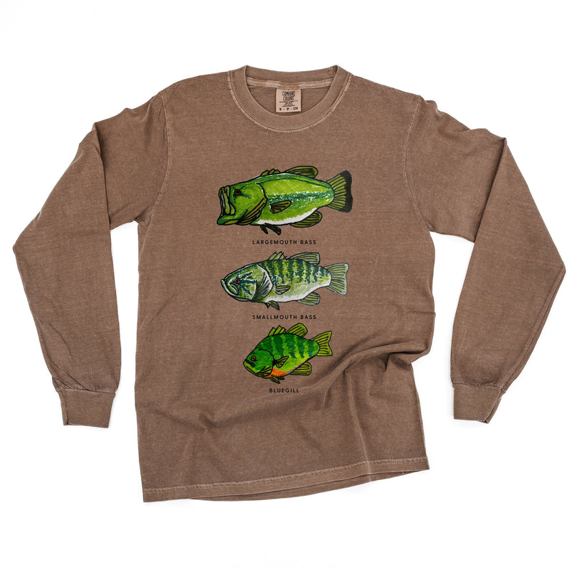 Bass And Bluegill Chart (Hand Drawn) -  Long Sleeve Comfort Colors Tee