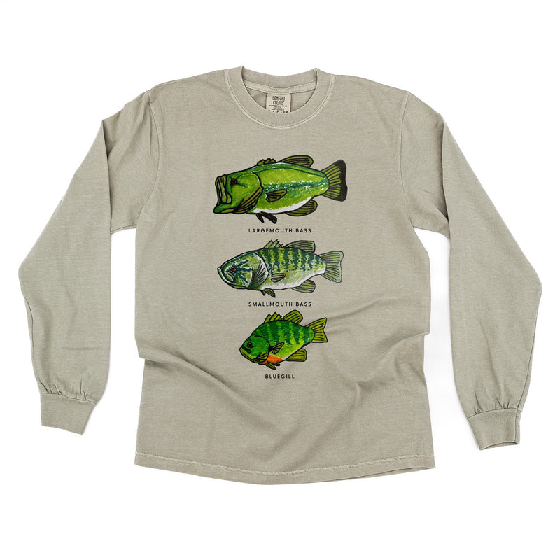 Bass And Bluegill Chart (Hand Drawn) -  Long Sleeve Comfort Colors Tee