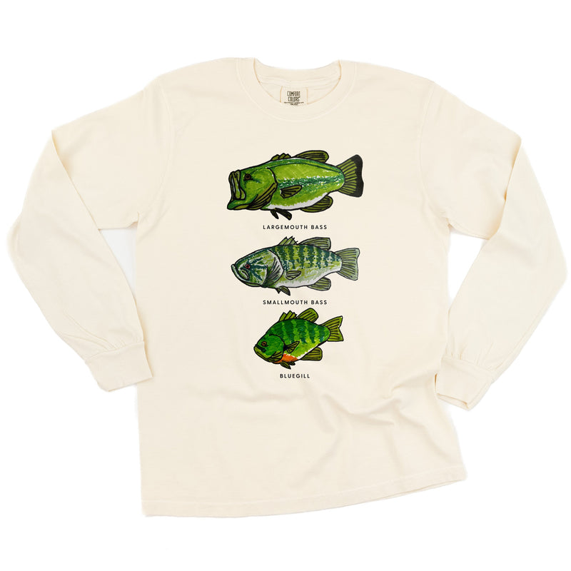 Bass And Bluegill Chart (Hand Drawn) -  Long Sleeve Comfort Colors Tee