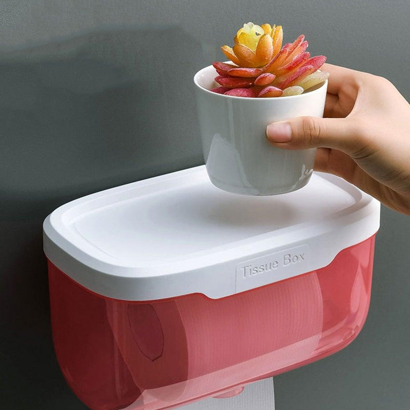 Bathroom Toilet Paper Holder Punch-free Waterproof Storage Box Toilet Paper Storage Rack Paper Towel Kitchen Storage Accessories Waterproof Toilet Paper Holder Wall Mounted Punch Free Paper Dispenser Transparent Storage Box Bathroom Kitchen Supply
