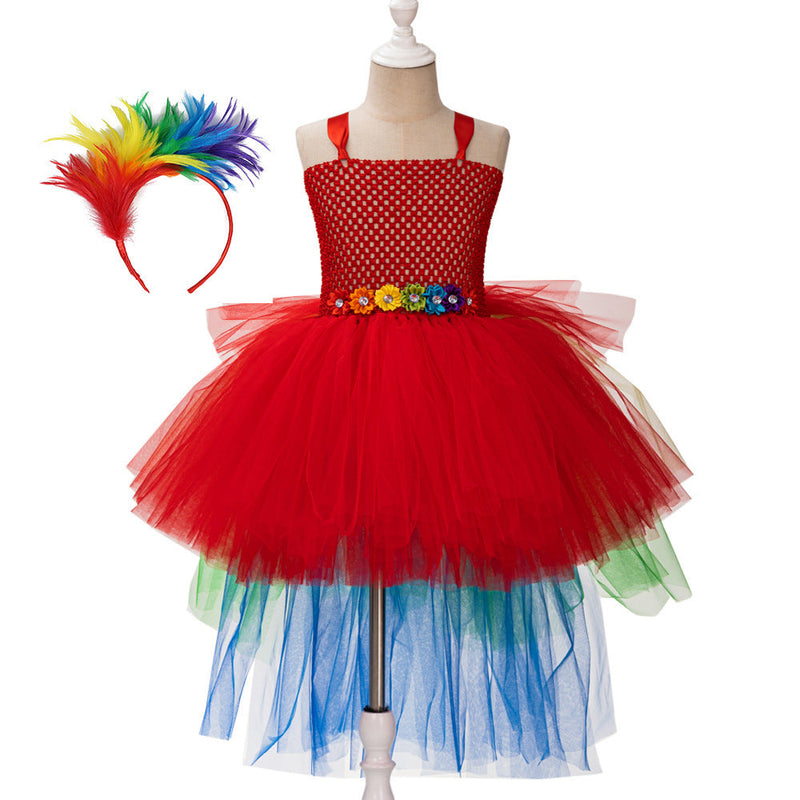 Children's Trailing Parrot Dress Birthday Dress Catwalk Ball
