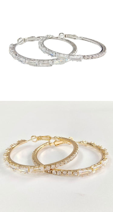 Simple Gold Ladies Zircon Earrings European And American Big Earrings