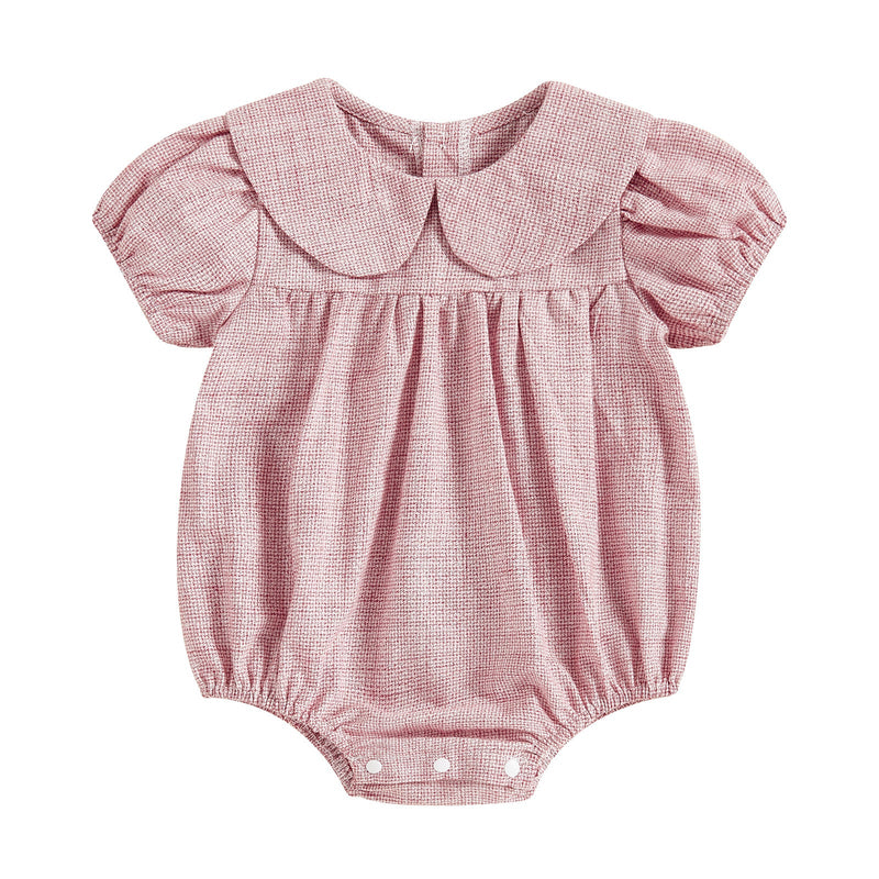 Girls Princess-Style Collar Plaid Bodysuit With Bib