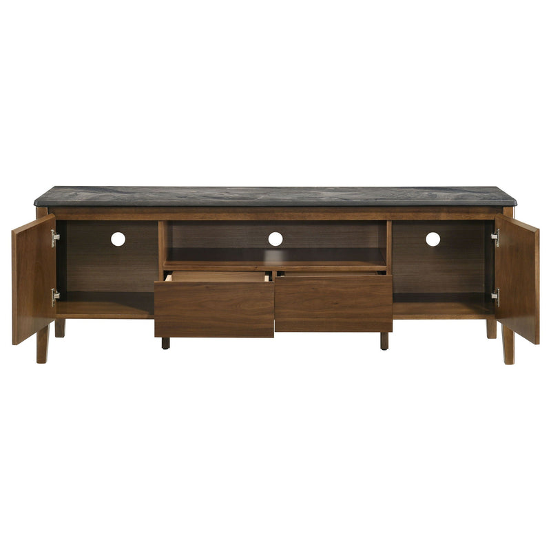 Bradley 63-inch 2-Door SmartTop TV Stand Smokey Grey and Brown