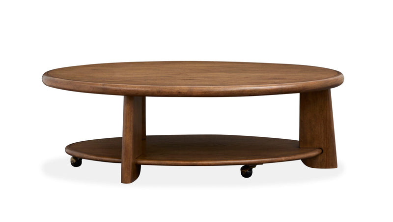 Tanner - Oval Cocktail Table With Casters - Tawny Brown