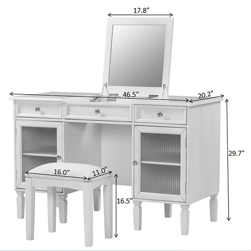 Multi Functional 2 In 1 Vanity Desk With Flip Top Mirror Material - White Oak