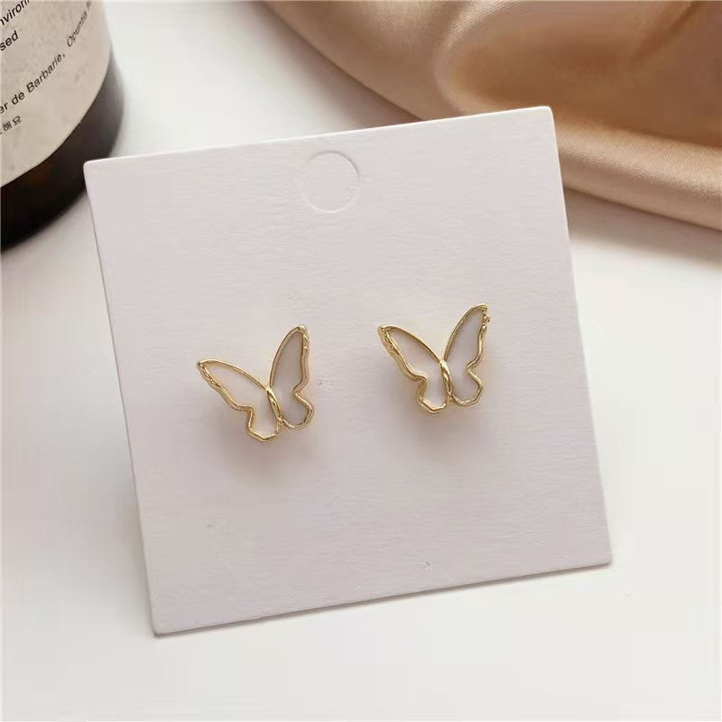 Simple White Butterfly Womens Earrings