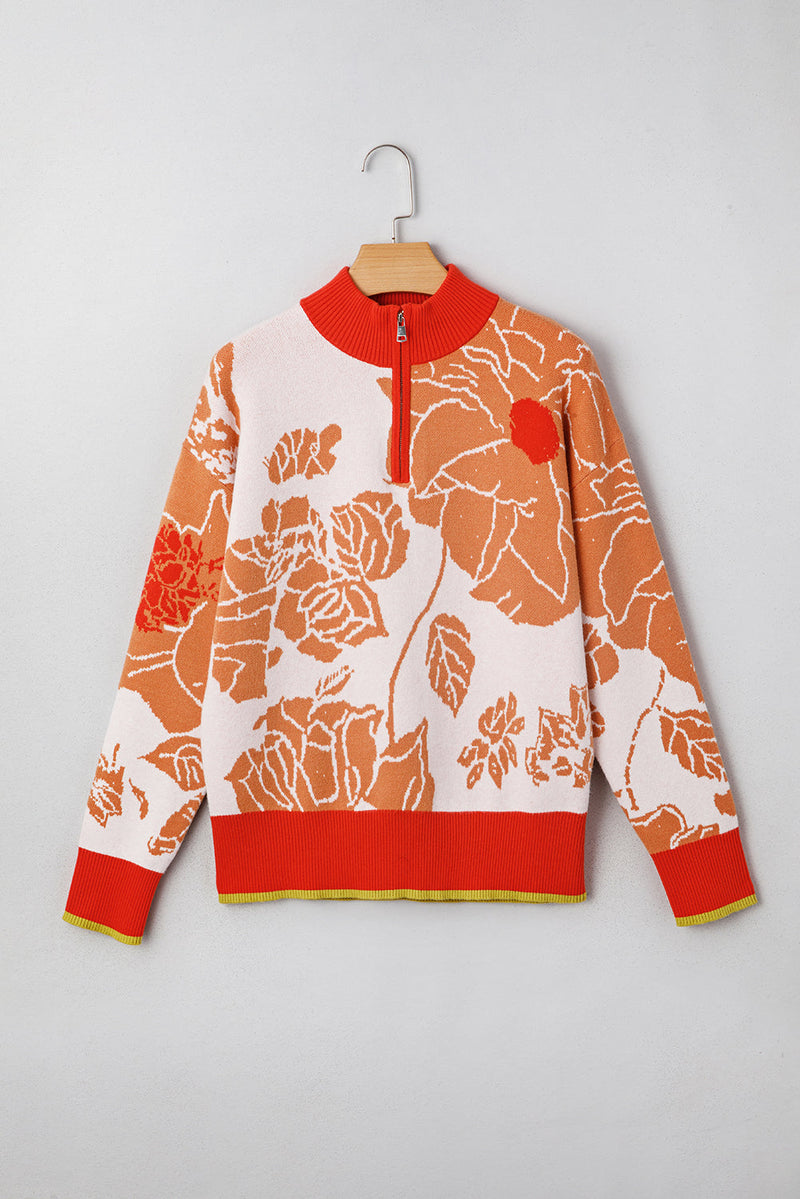 Theaella Zip Collared Pullover Sweater