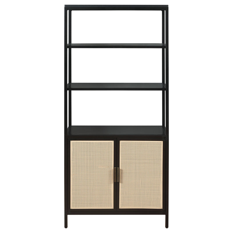 Amherst 3-shelf Radio Weave Cane Metal Accent Cabinet Black