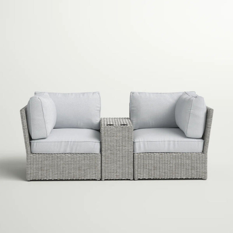 Outdoor Wicker Loveseat With Cushions
