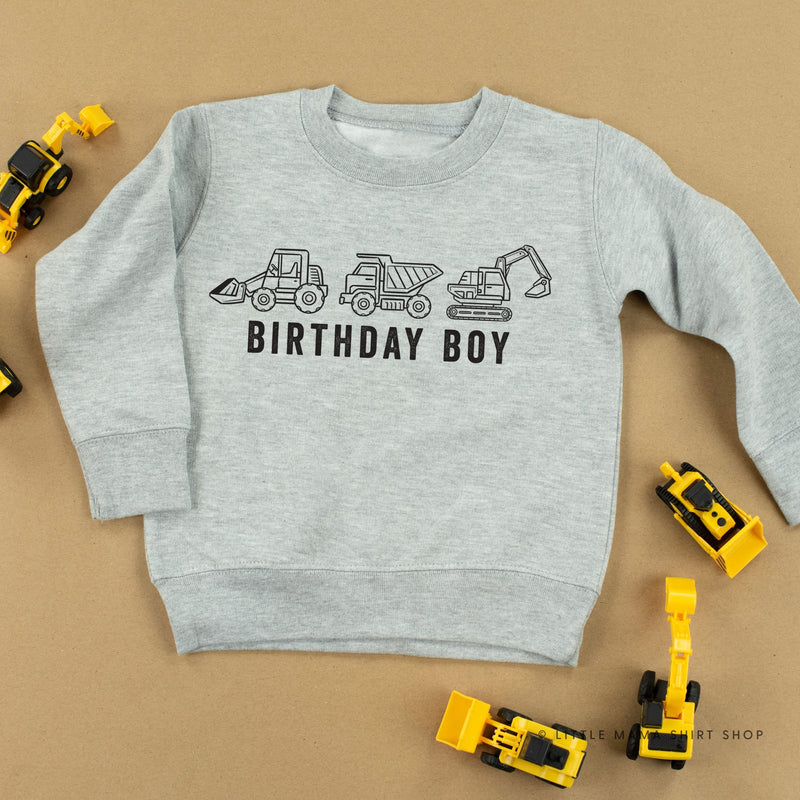 BIRTHDAY BOY CONSTRUCTION TRUCKS - Child Sweater